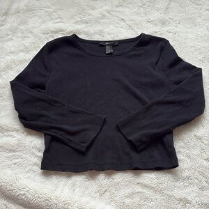 Forever 21 Black Ribbed Crop Top Size Medium